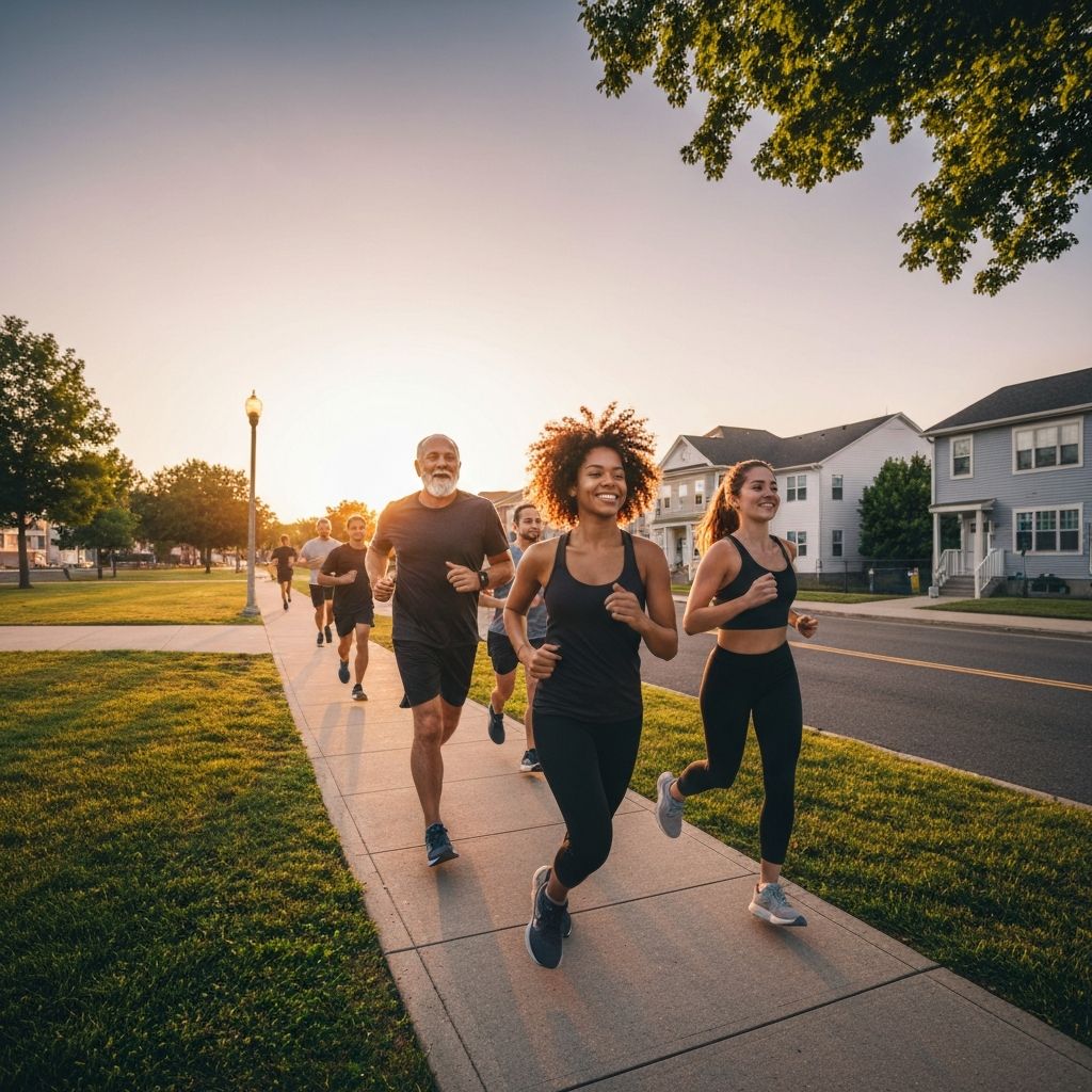 Community fitness class outdoors